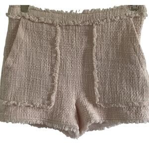 Elie Tahari Pink Tweed Fringe Hem Shorts